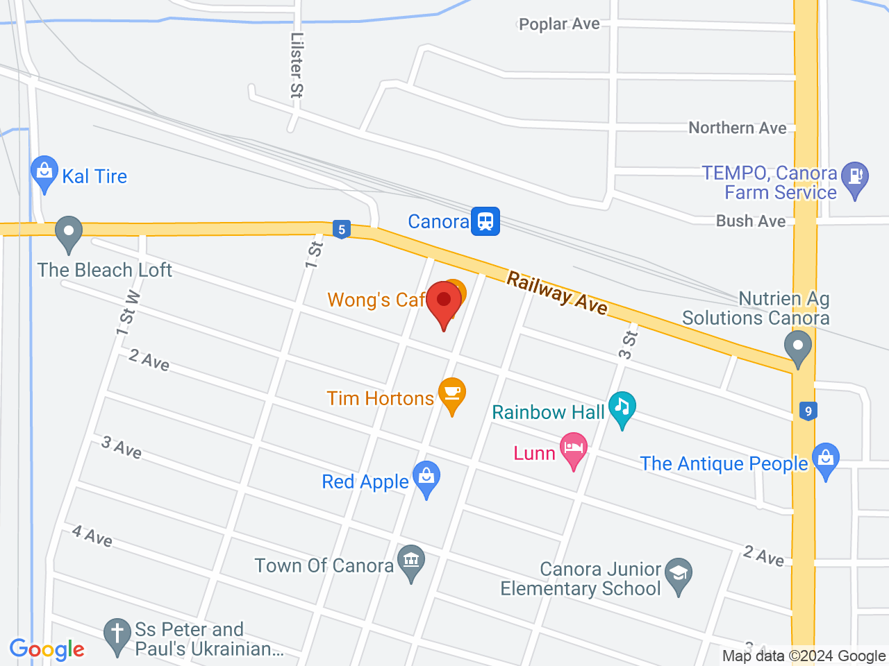 Street map for Canora Cannabis Ltd., 117 Main St., Canora SK