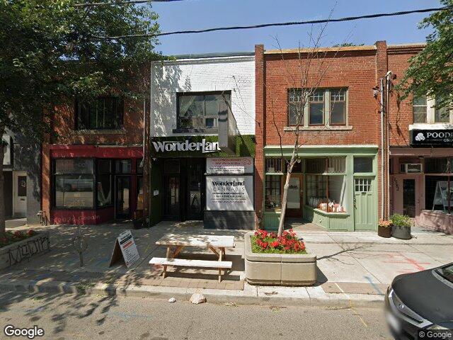 Street view for Wonderland Cannabis Beaches Leslieville, 1578 Queen St. East, Toronto ON