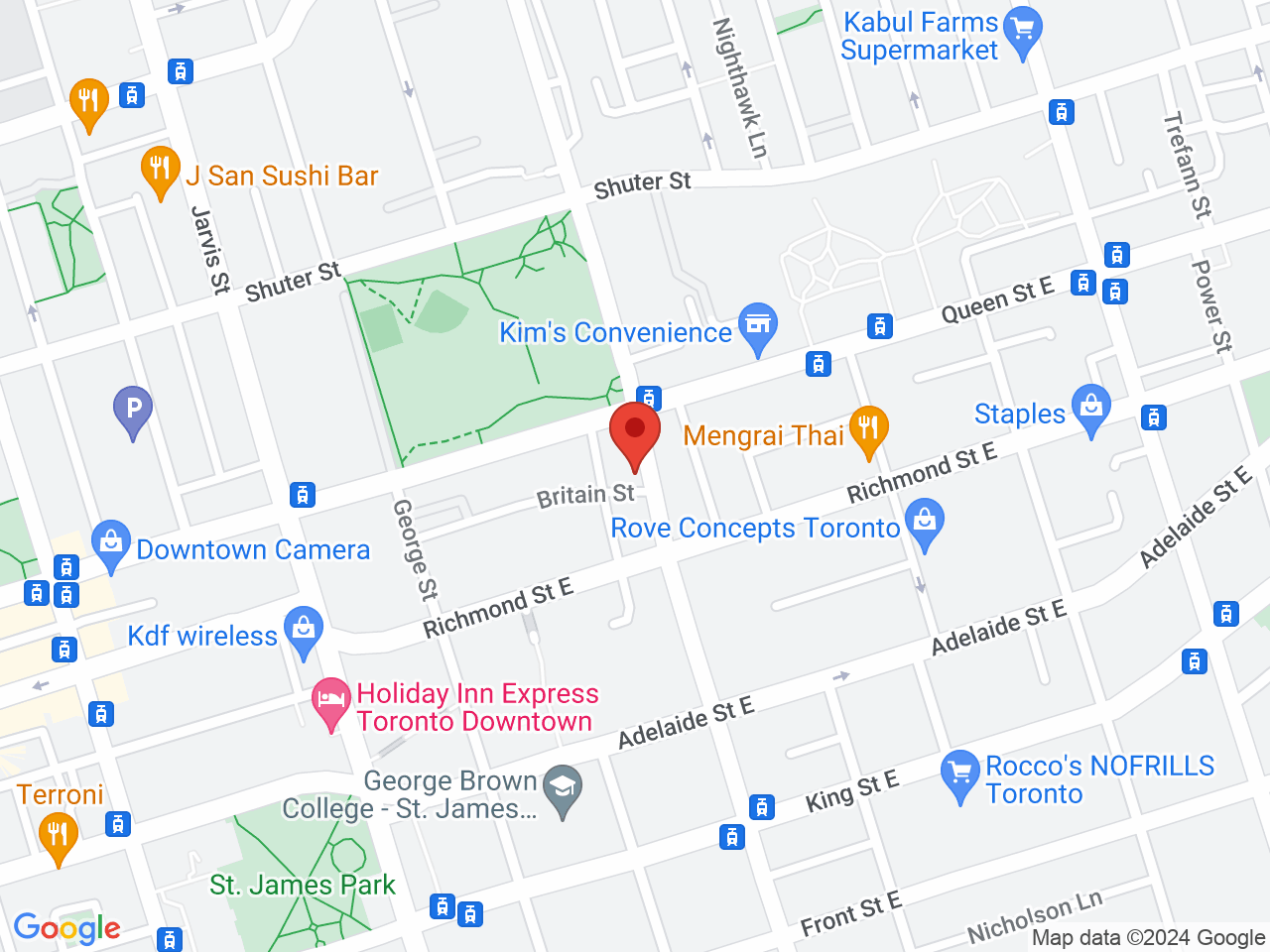 Street map for 1922 Cannabis Retail, 120 Sherbourne St, Toronto ON