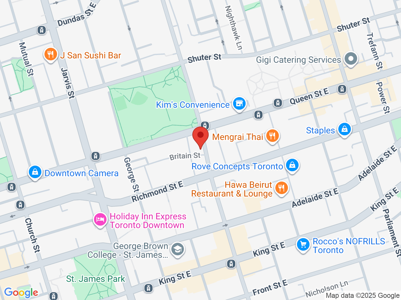 Street map for 1922 Cannabis Retail, 120 Sherbourne St, Toronto ON