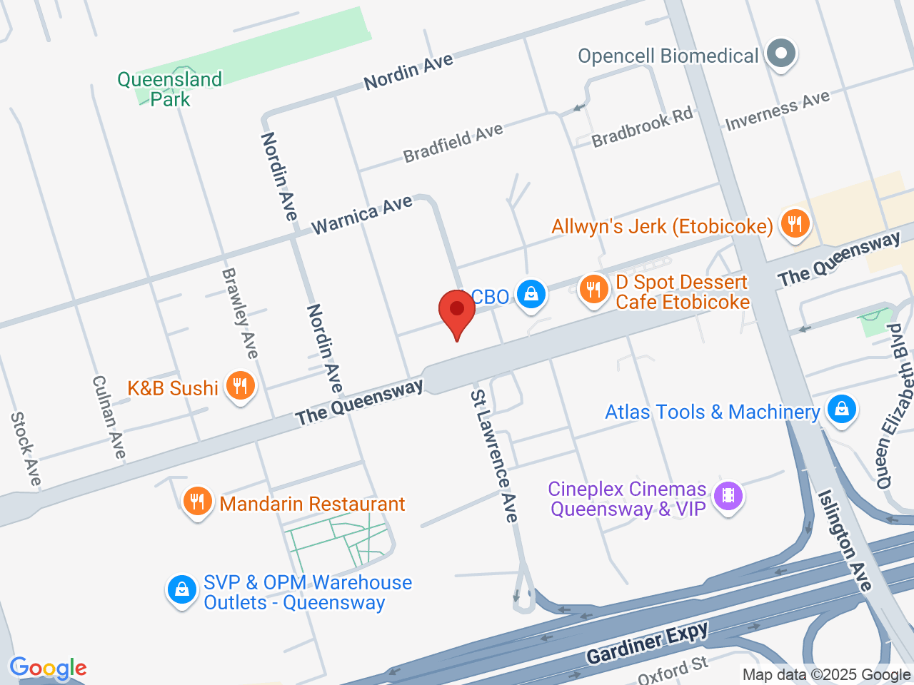 Street map for Above The Clouds Cannabis, 1126 The Queensway, Etobicoke ON