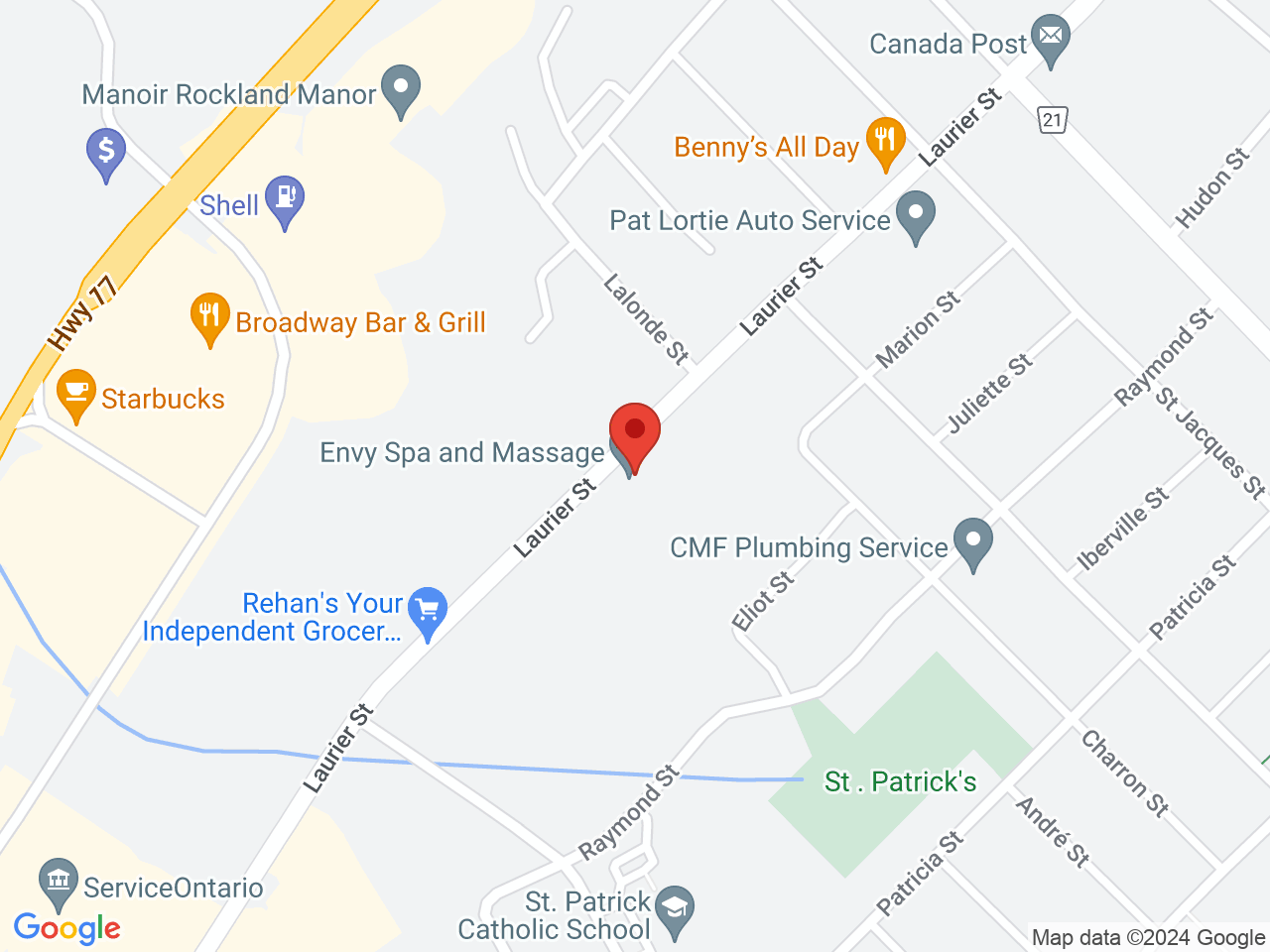 Street map for Big River Cannabis, 2613 Laurier St, Rockland ON