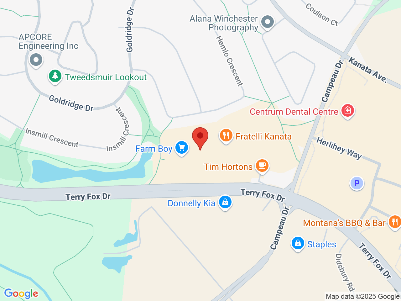 Street map for Bluebird Cannabis Co., 499 Terry Fox Dr., Unit 60, Kanata ON