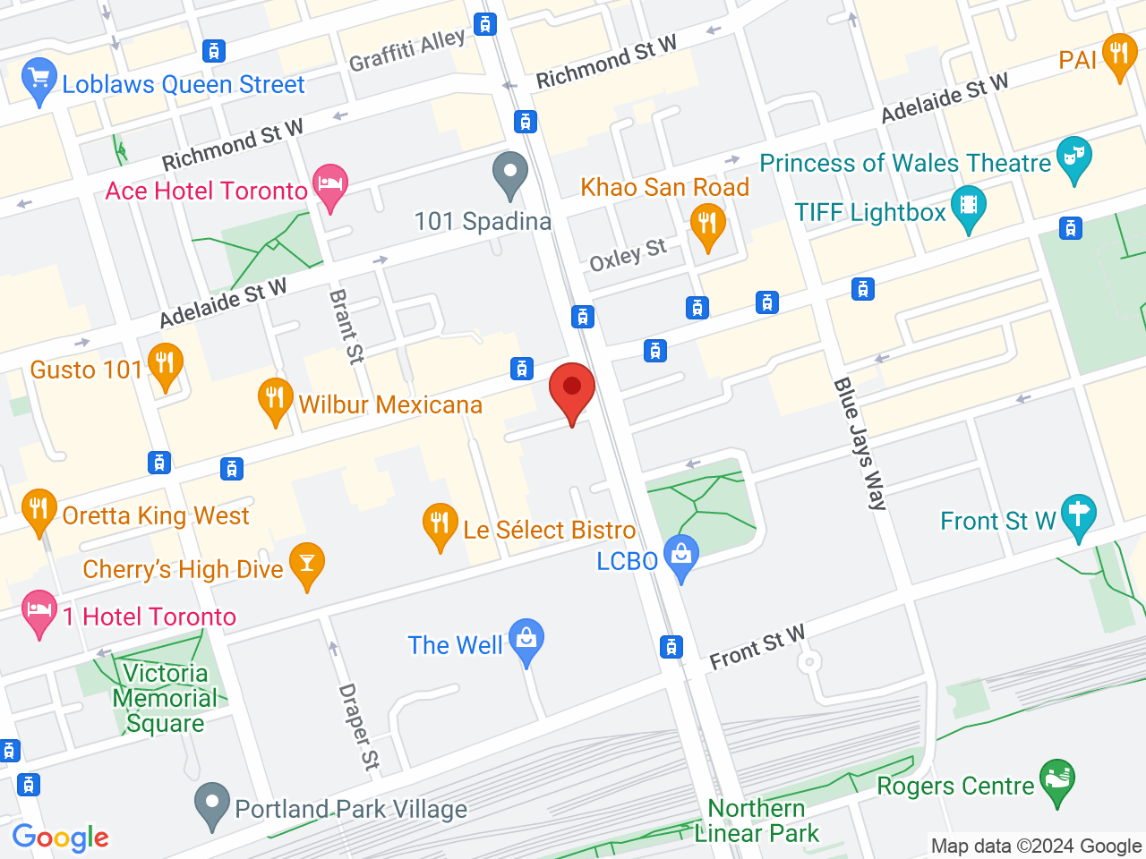 Street map for Blunt and Cherry, 64 Spadina Ave, Toronto ON