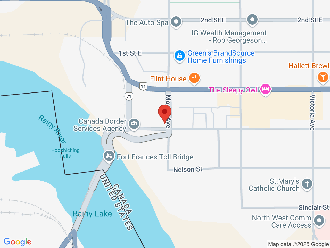 Street map for Borderland Cannabis, 401B Mowat Ave, Fort Frances ON