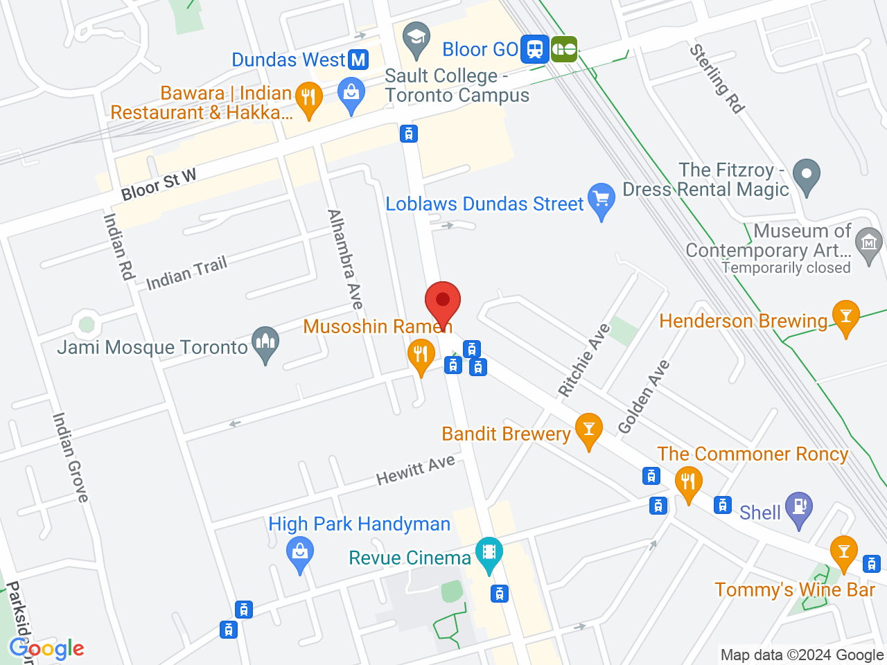 Street map for Budders, 3466 Dundas St W Unit 1, Toronto ON
