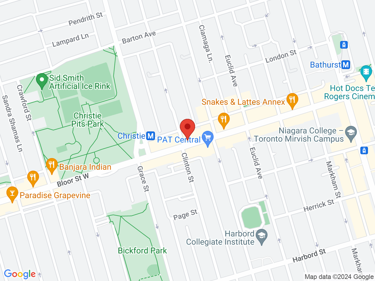 Street map for Cabin Cannabis, 688 Bloor St W, Toronto ON