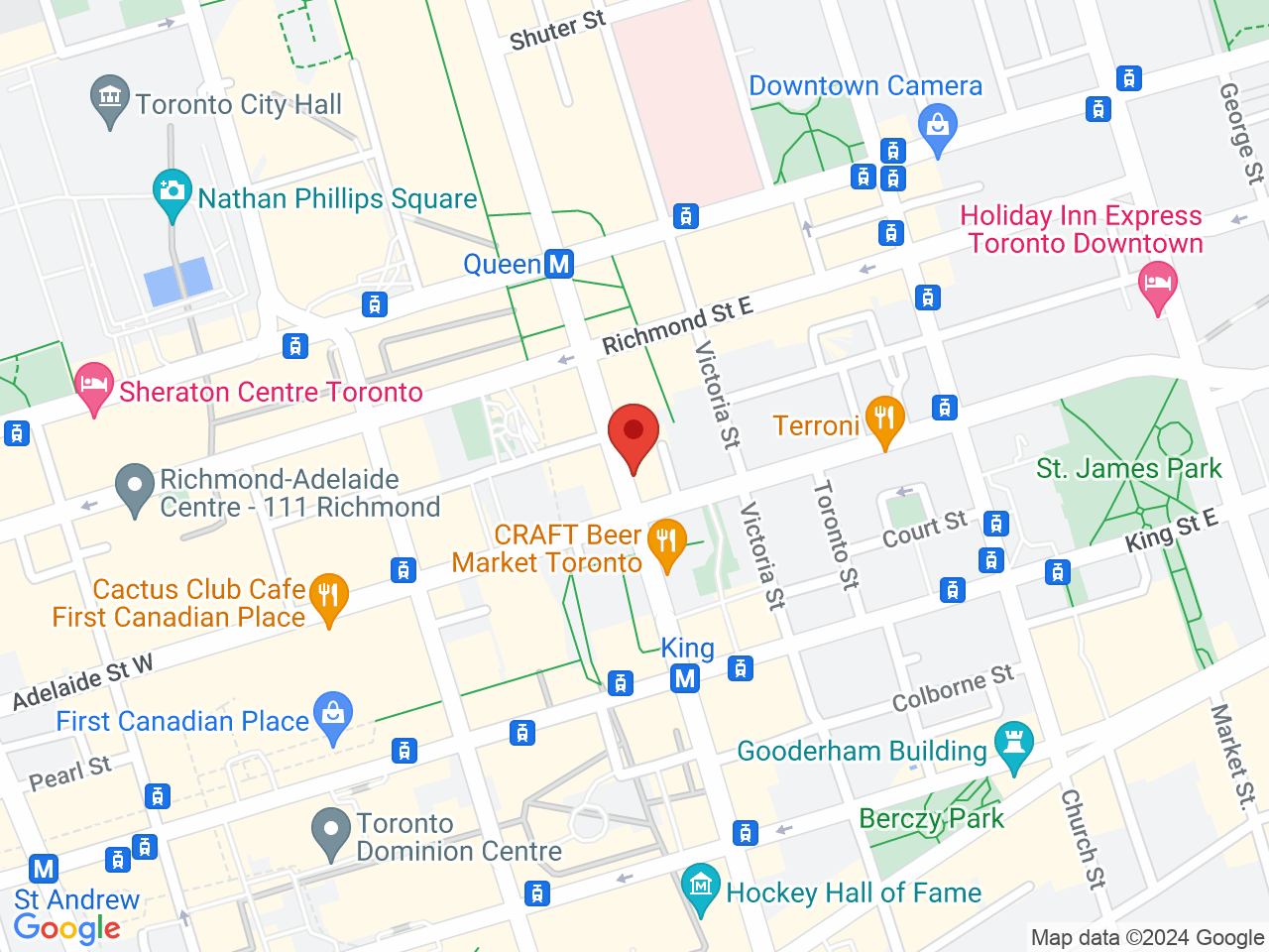 Street map for Canna North Cannabis Store, 117 Yonge St, Toronto ON