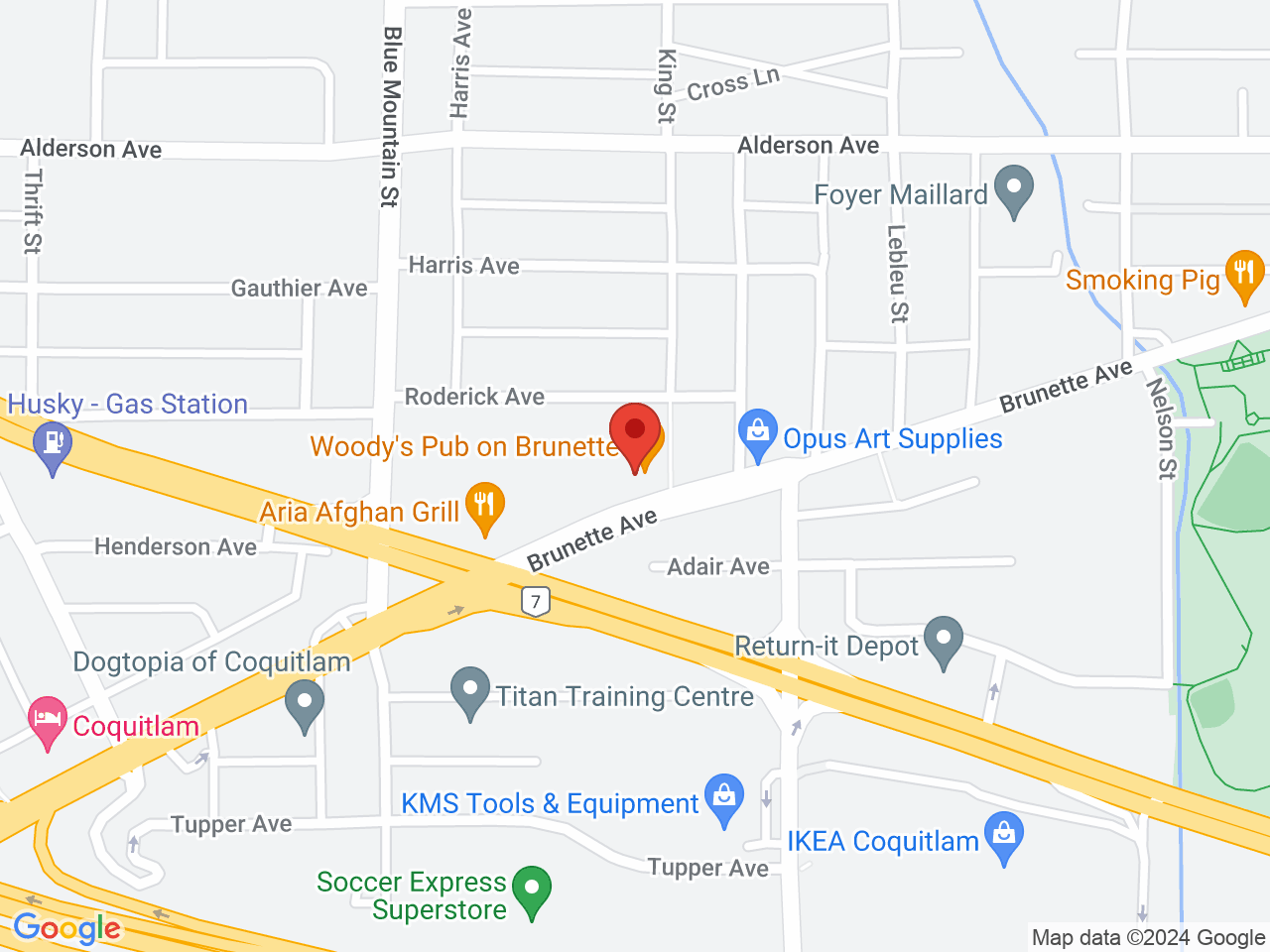 Street map for Brunette Cannabis Co, 935 Brunette Ave, Coquitlam BC