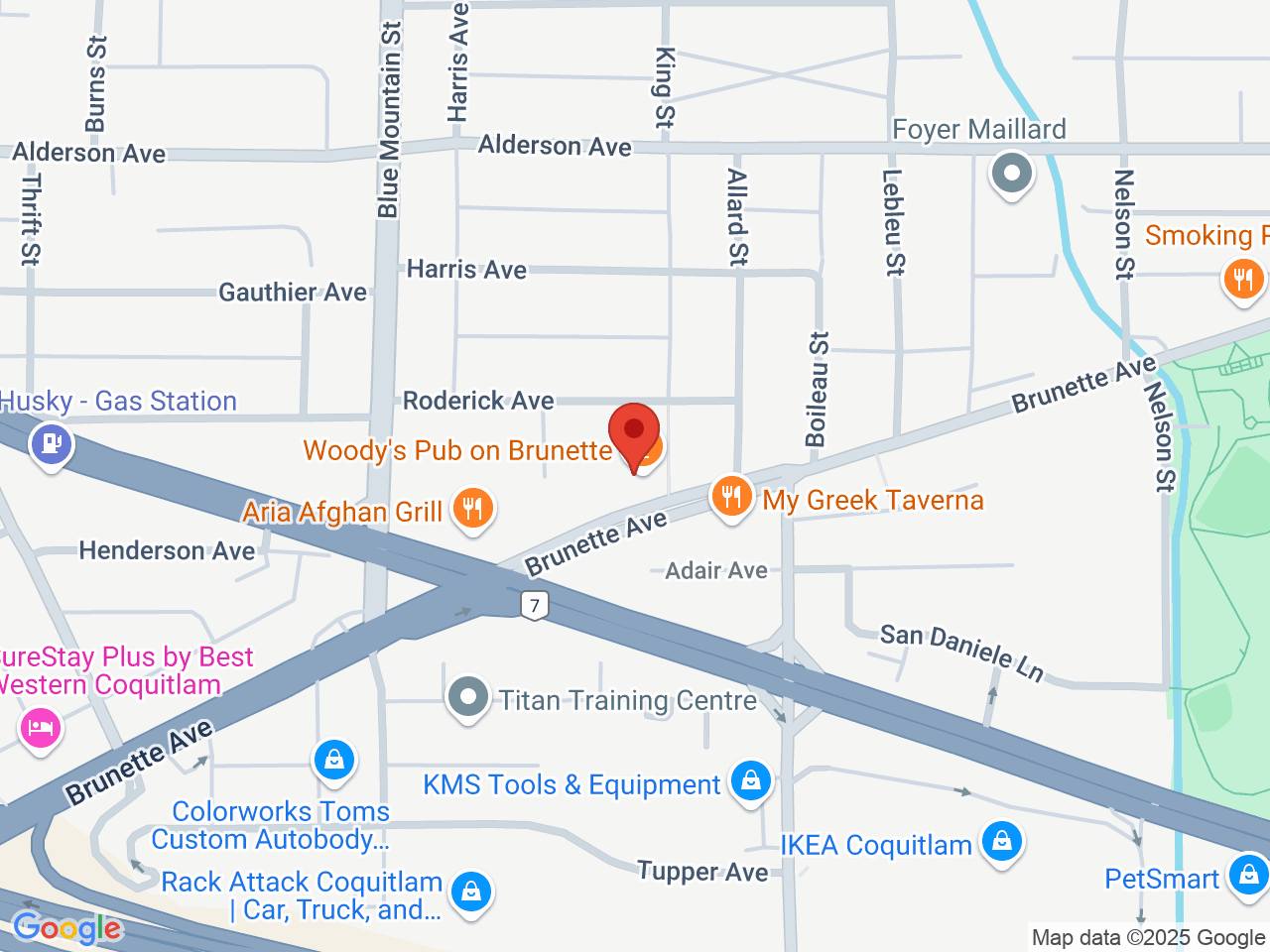 Street map for Brunette Cannabis Co, 935 Brunette Ave, Coquitlam BC