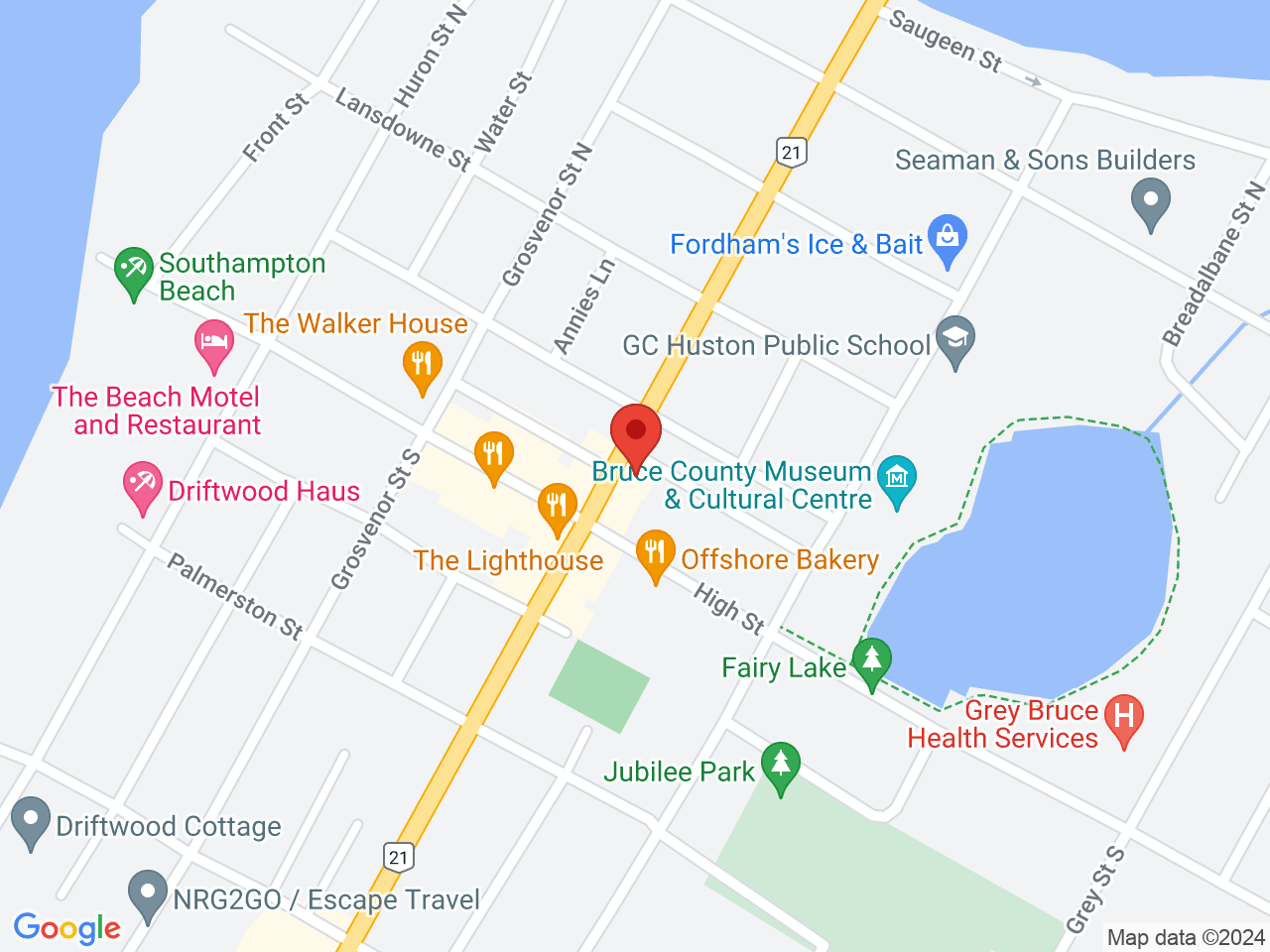 Street map for Cannabis Grey Bruce, 17 Albert St. N, Southampton ON