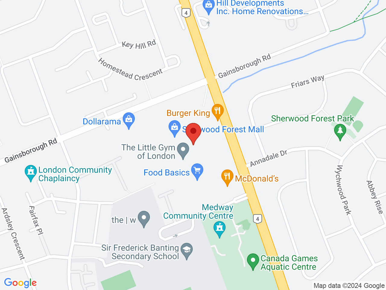 Street map for Cannabis Link Sherwood, 1225 Wonderland Rd N Unit 40A, London ON
