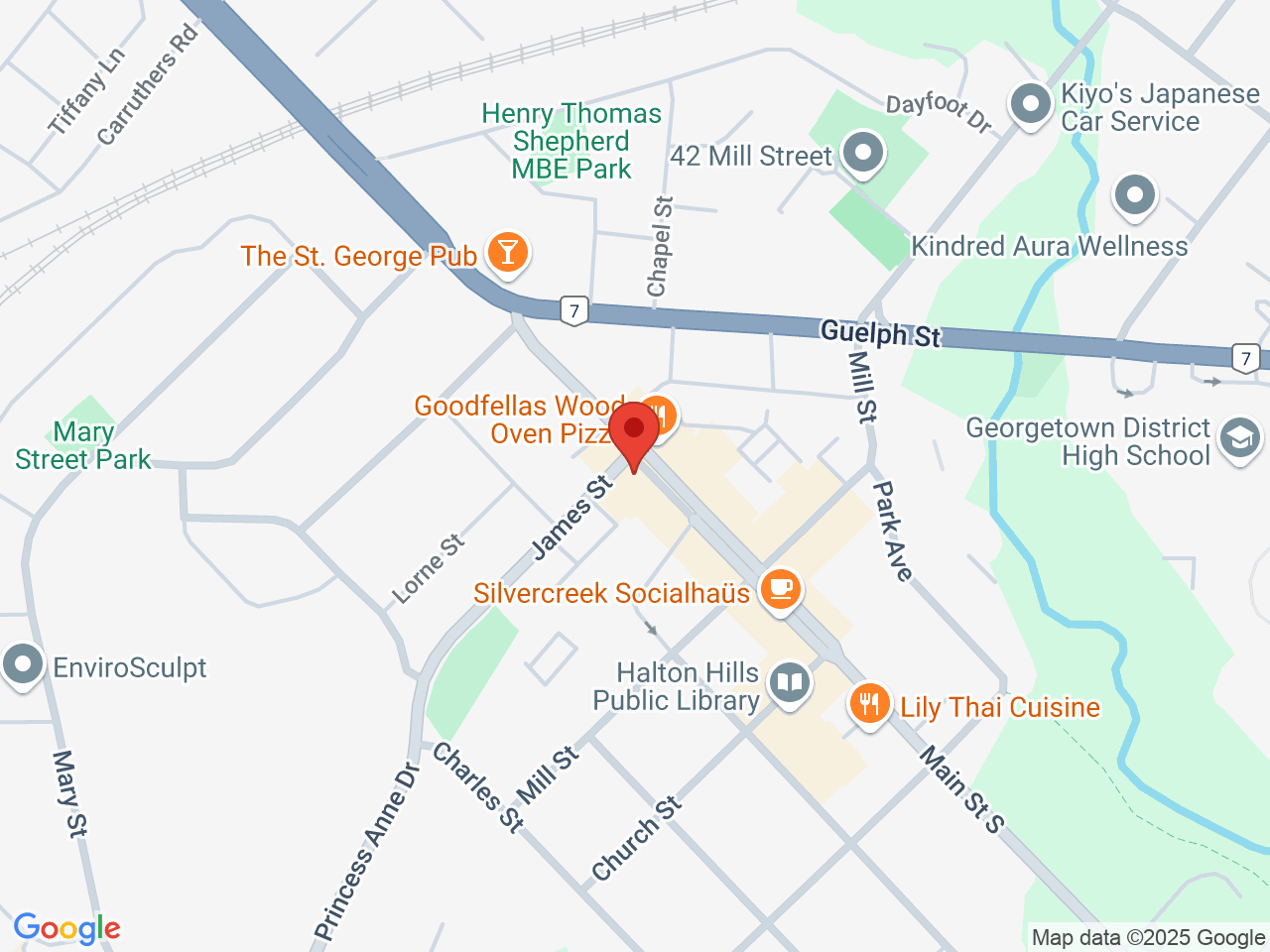 Street map for CannaCo Cannabis Company, 28 Main St S., Georgetown ON