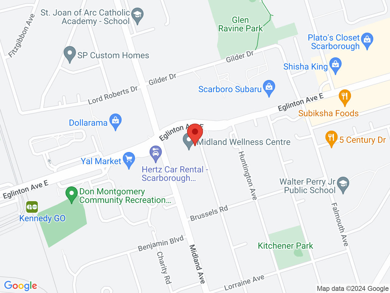 Street map for CannaVerse, 2555 Eglinton Ave E #8, Scarborough ON
