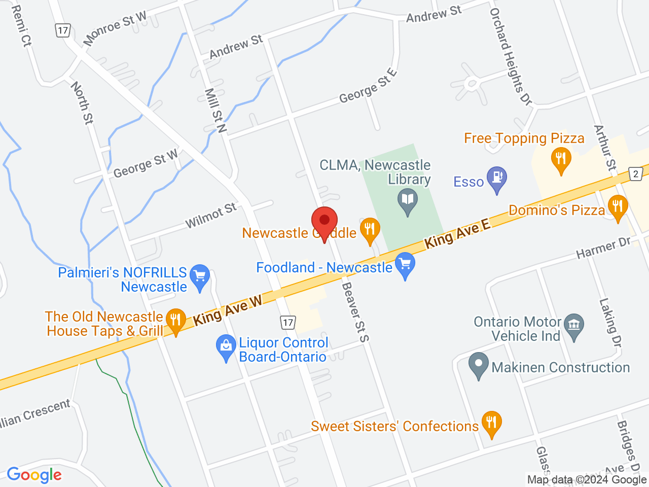 Street map for Central Plains Cannabis, 34 Beaver St N, Newcastle ON