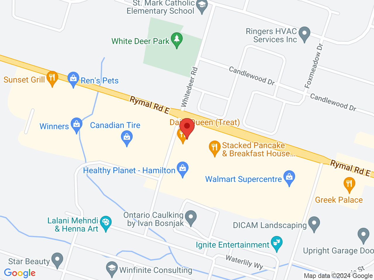 Street map for Choom Cannabis, 2172 Rymal Rd E Unit E-01, Hannon ON