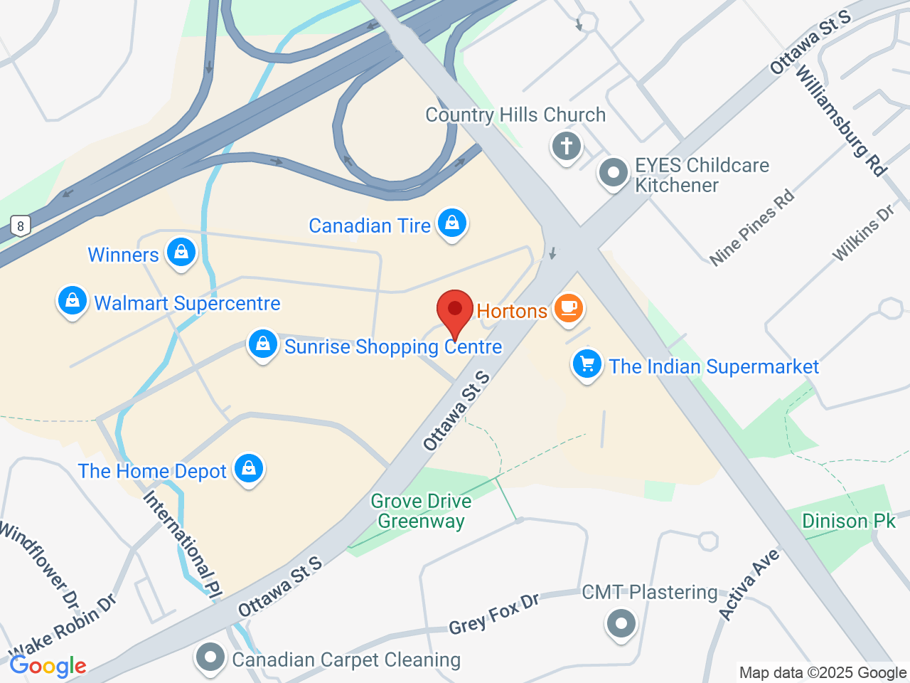 Street map for Spiritleaf, 1400 Ottawa St. South, Kitchener ON