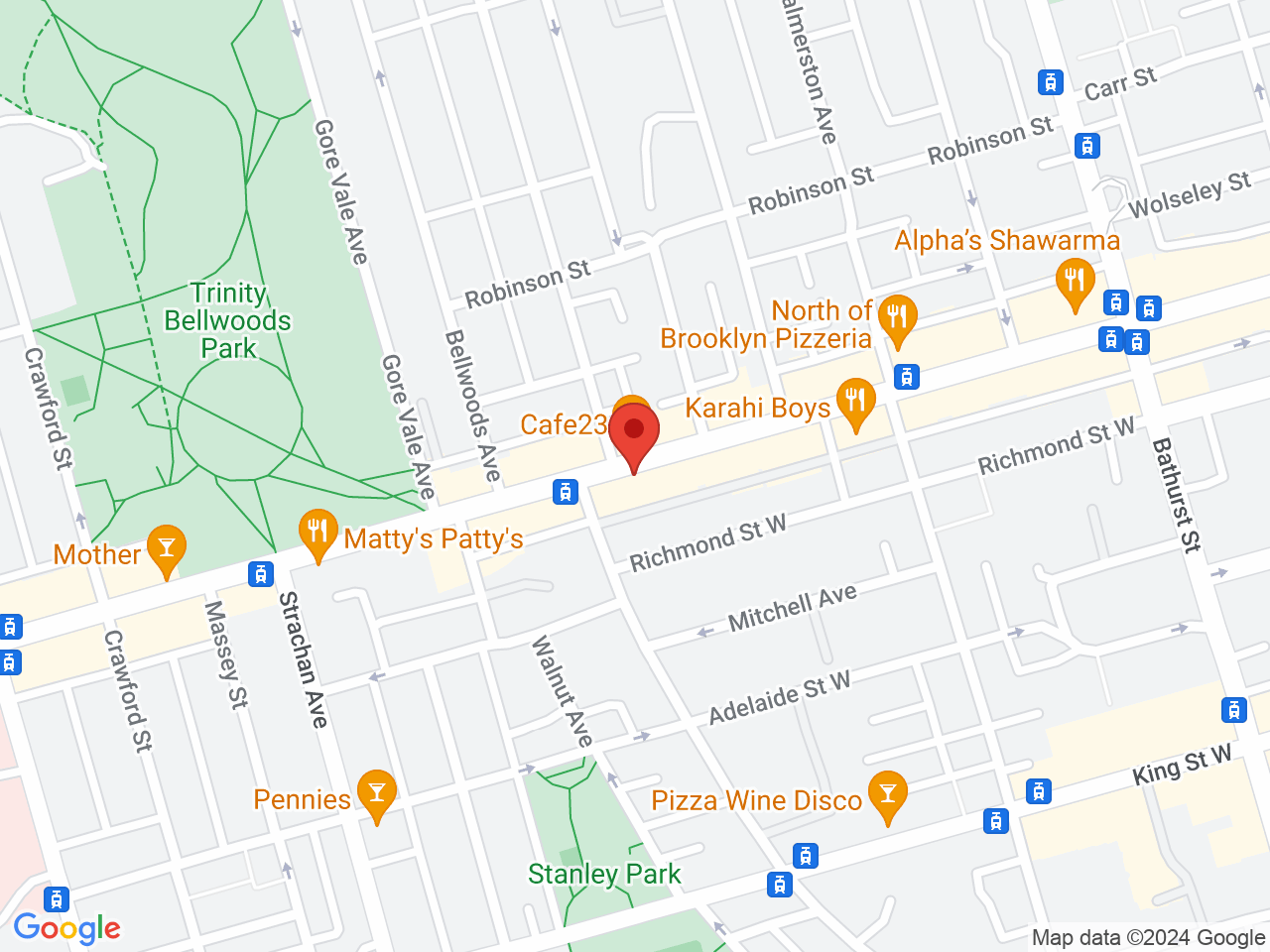 Street map for Cosmic Charlie's Trinity Bellwoods, 821 Queen St W, Toronto ON