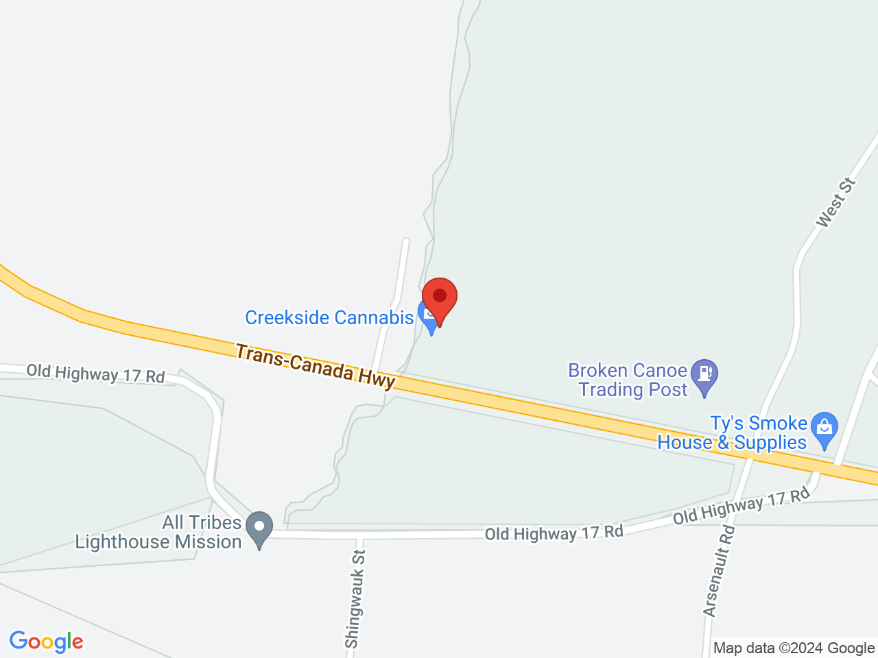 Street map for Creekside Cannabis, 26220 Hwy 17, Blind River ON