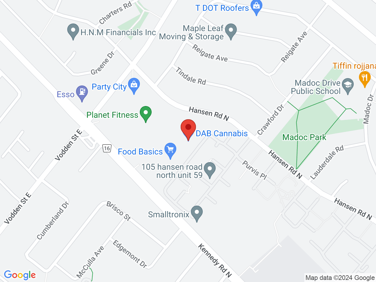Street map for Dab Cannabis, 227 Vodden Street E, Unit 15, Brampton ON