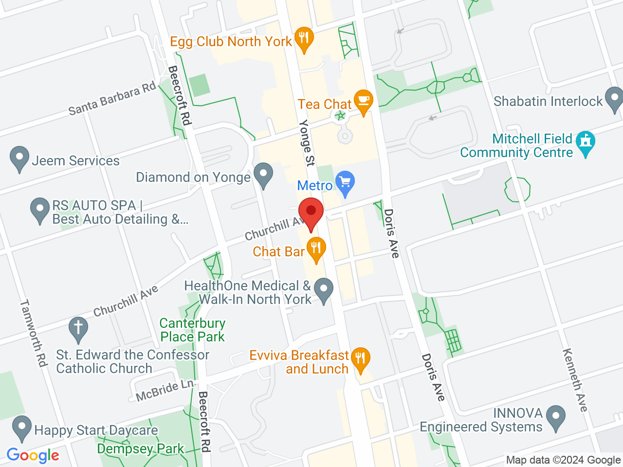 Street map for DAMA House, 5332 Yonge Street, North York ON