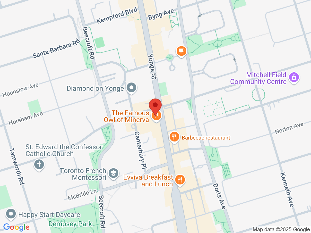 Street map for DAMA House, 5332 Yonge Street, North York ON