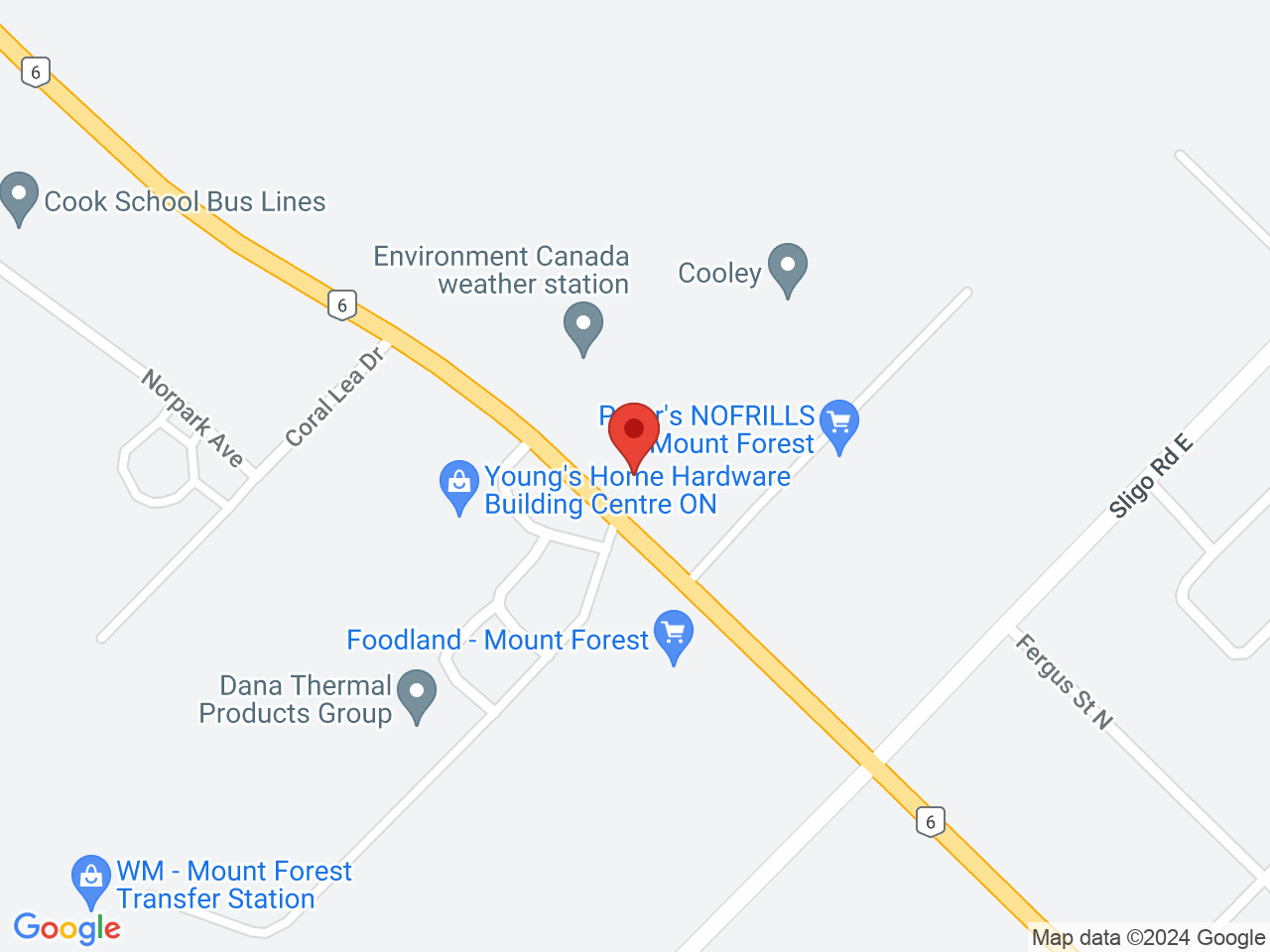Street map for Fratelli And Co, 514 Main St N, Mount Forest ON
