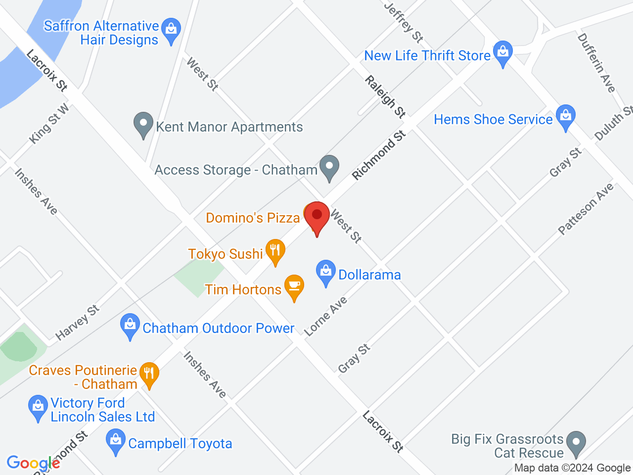 Street map for Discounted Cannabis, 122 Richmond St Unit# 2, Chatham ON