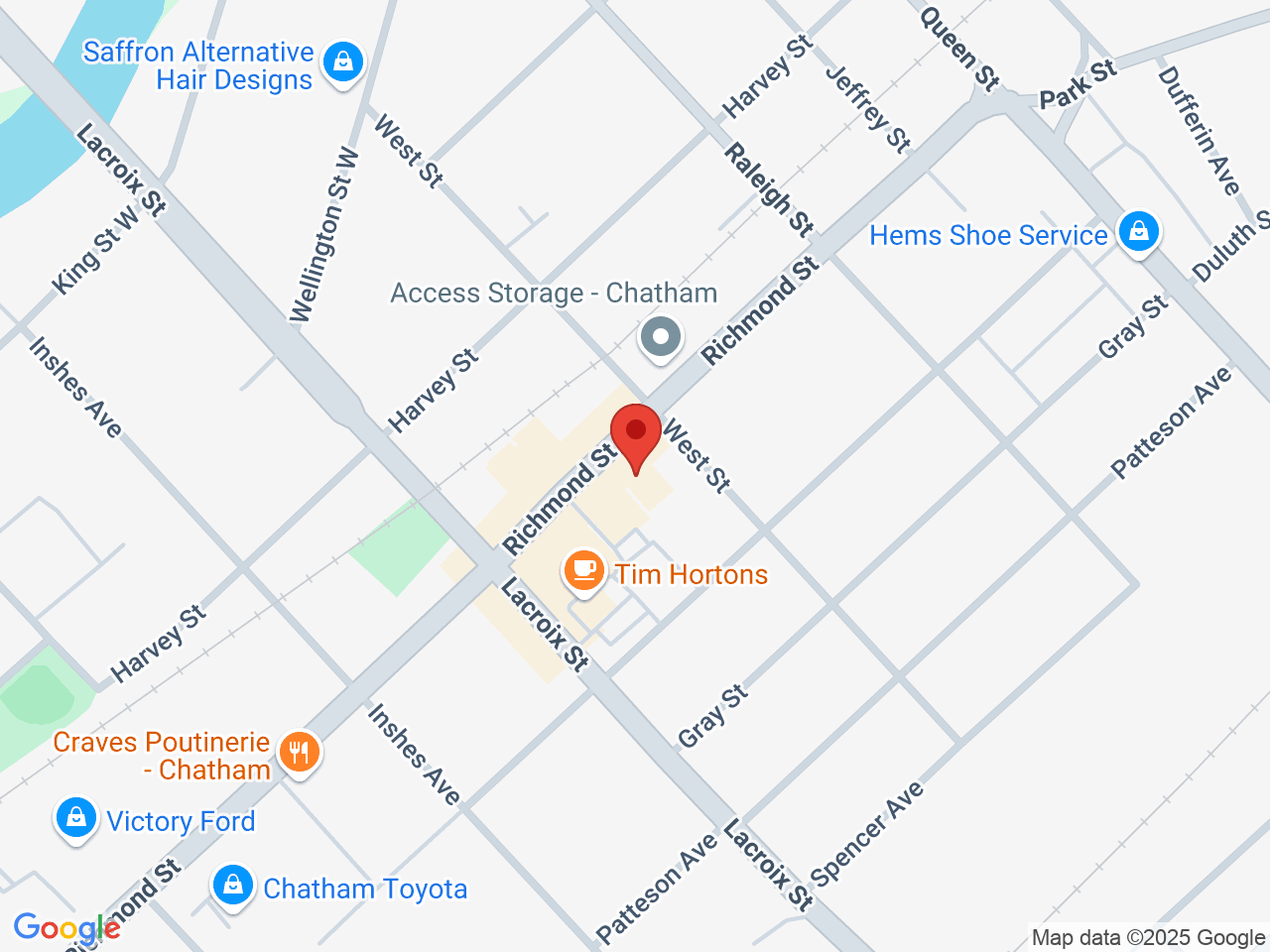 Street map for Discounted Cannabis, 122 Richmond St Unit# 2, Chatham ON