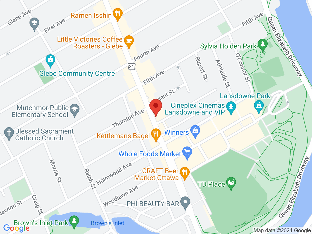 Street map for Plateau Cannabis, 891 Bank St, Ottawa ON
