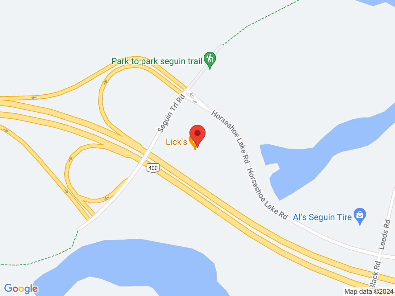 Street map for Giggle Leaf, 1 Horseshoe Lake Rd., Parry Sound ON