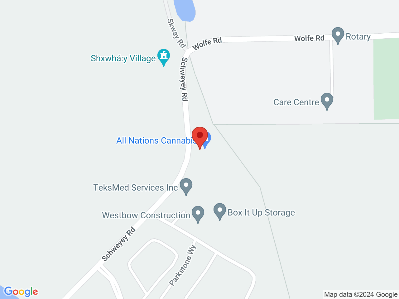 Street map for All Nations Cannabis, 9433 Schweyey Rd, Chilliwack BC