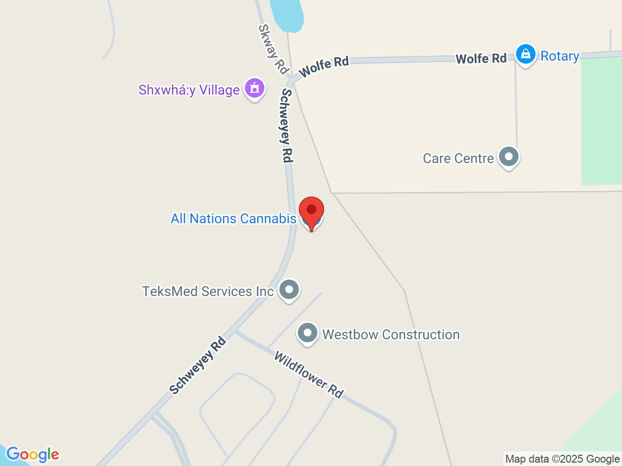 Street map for All Nations Cannabis, 9433 Schweyey Rd, Chilliwack BC