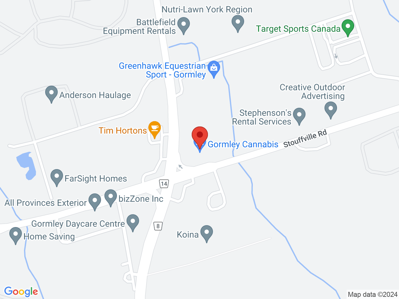 Street map for Gormley Cannabis, 12275 Woodbine Ave., Gormley ON