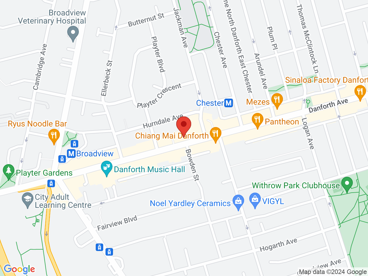 Street map for Green Merchant Cannabis Boutique, 294 Danforth Ave, Toronto ON