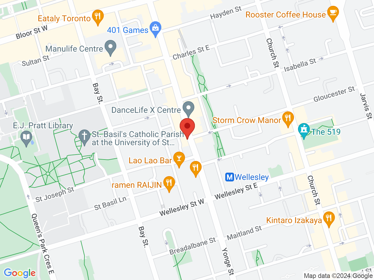 Street map for Green Merchant Cannabis Boutique, 640 Yonge St, Toronto ON