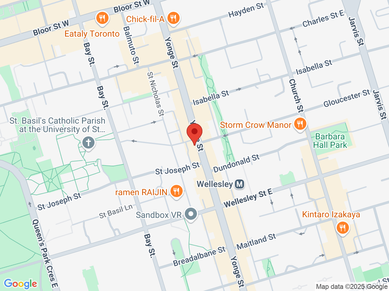 Street map for Green Merchant Cannabis Boutique, 640 Yonge St, Toronto ON