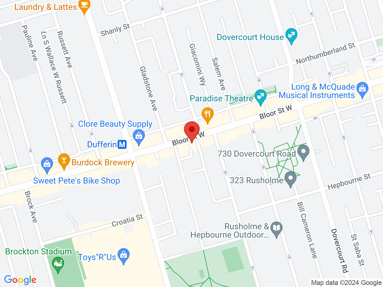 Street map for Green Merchant Cannabis Boutique, 1077 Bloor St W, Toronto ON