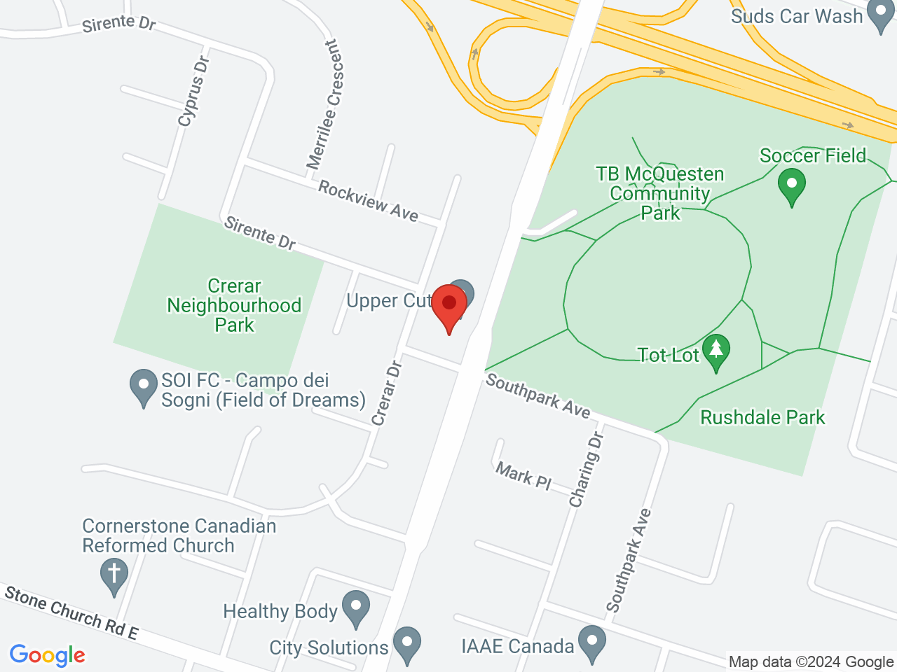 Street map for GreenHouse Cannabis, 1216 Upper Wentworth St, Hamilton ON