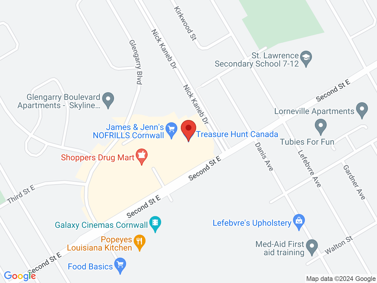 Street map for Groove Cannabis Co., 1380 Second St E, Cornwall ON