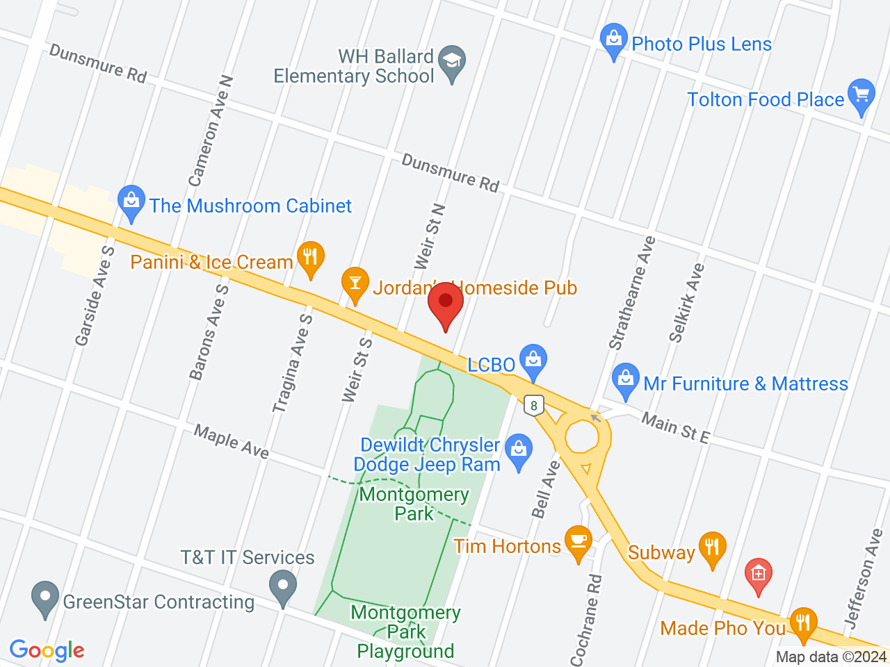 Street map for Hello Cannabis, 1557 Main St E, Hamilton ON