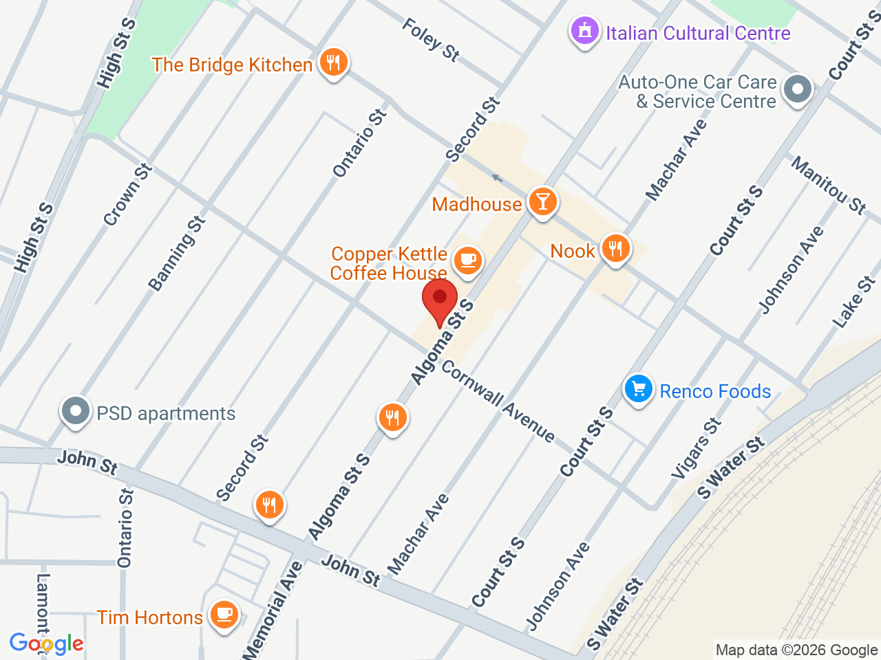 Street map for High Society, 210 Algoma St. S, Thunder Bay ON
