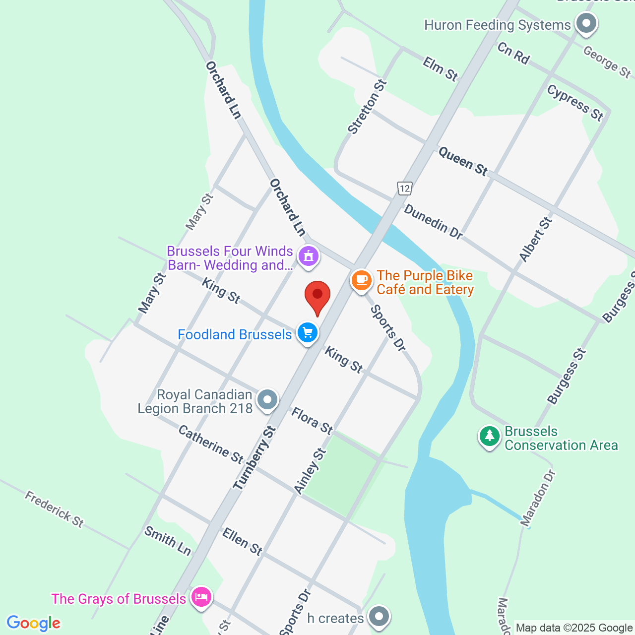 Street map for Green Garden Cannabis, 450 Turnberry St, Brussels ON