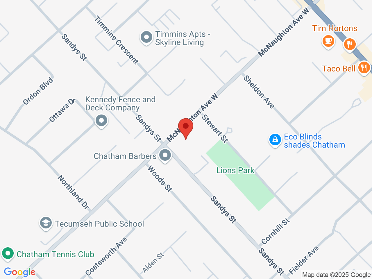 Street map for True North Cannabis Co., 170 McNaughton Ave. W, Unit 9, Chatham-Kent ON