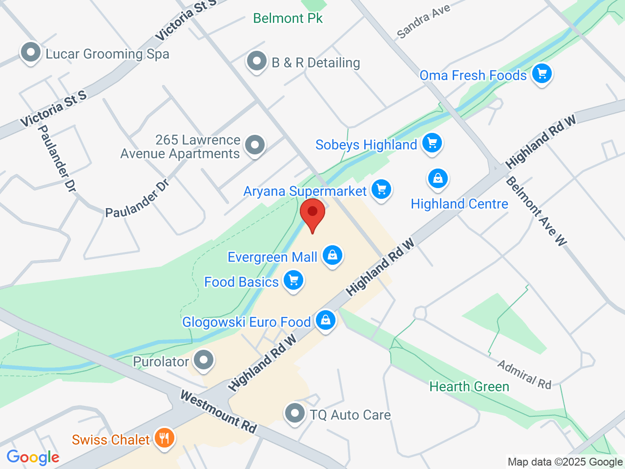 Street map for Highland Cannabis, 370 Highland Rd W Unit 15B, Kitchener ON