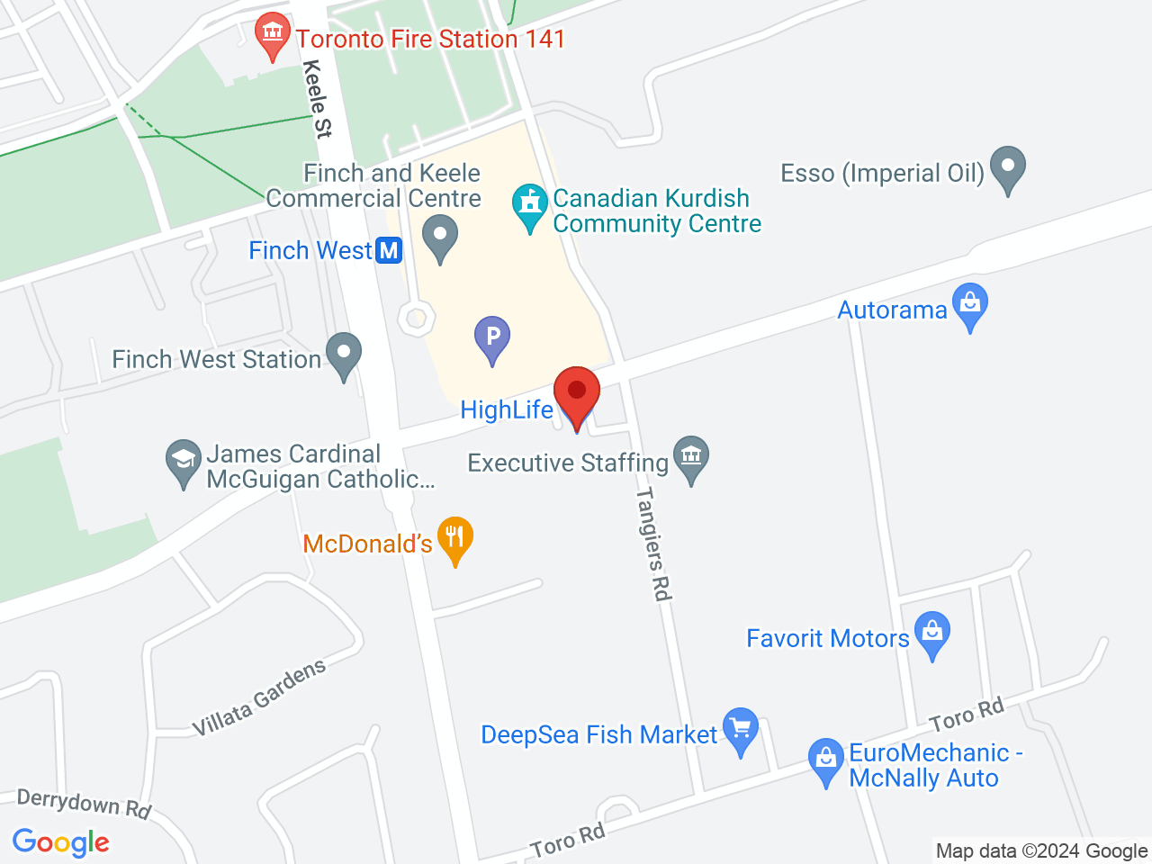 Street map for Highlife Cannabis, 1295 Finch Ave W Unit 1, North York ON