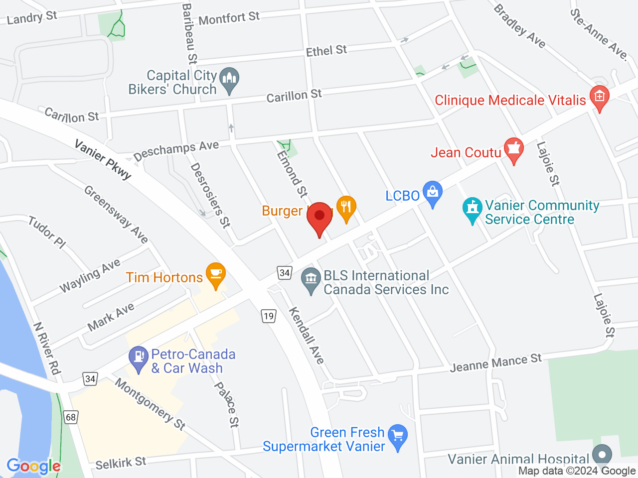 Street map for High Ties Cannabis Store, 179 Montreal Rd., Vanier ON