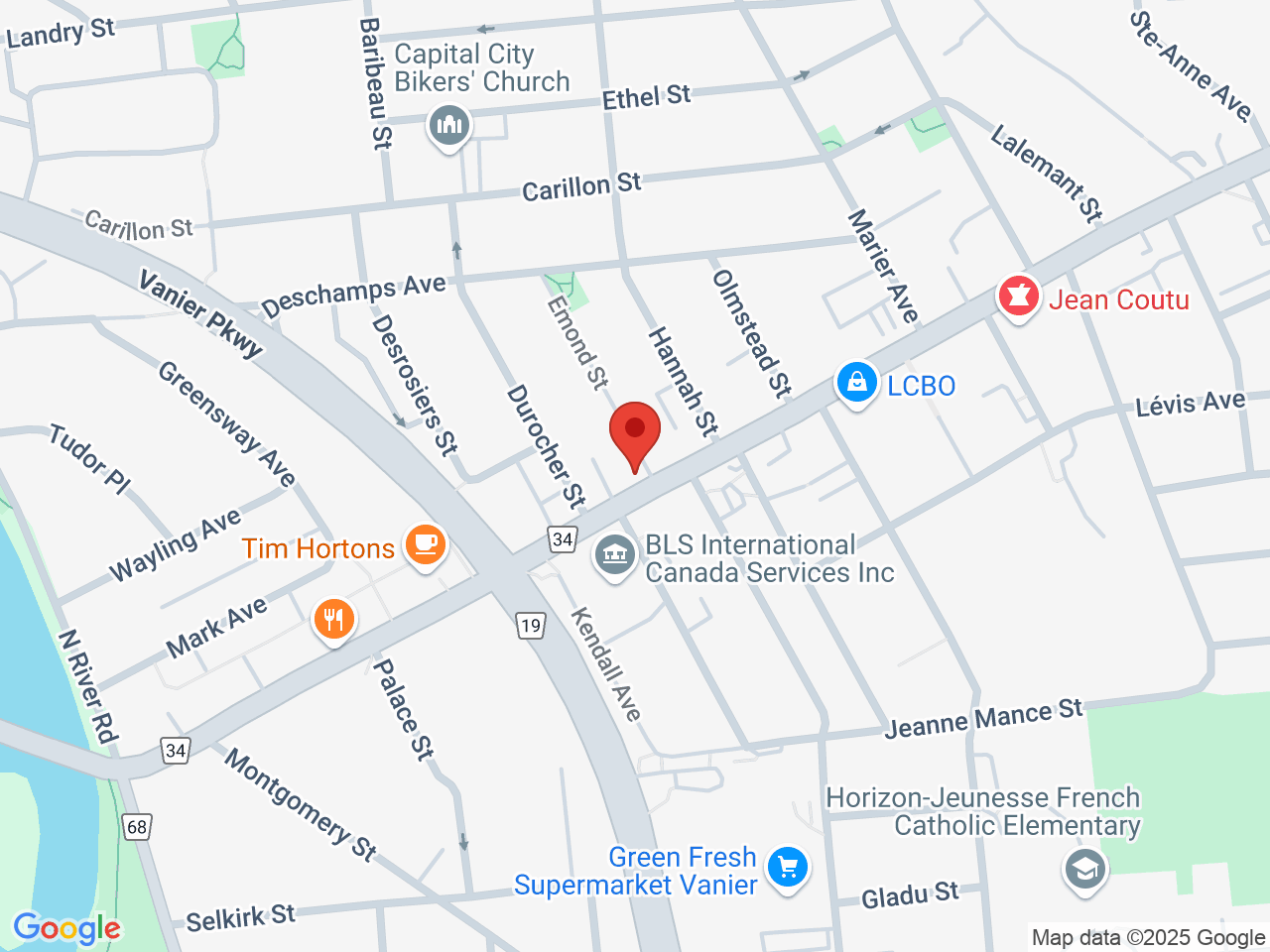 Street map for High Ties Cannabis Store, 179 Montreal Rd., Vanier ON