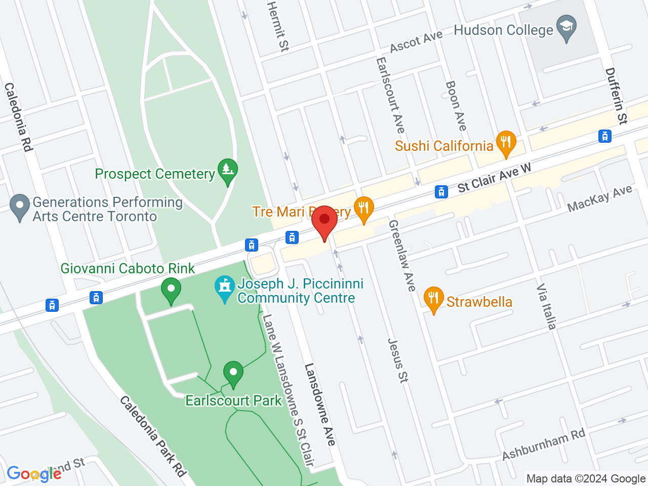 Street map for Insalata Cannabis Market, 1331 St Clair Ave W, Toronto ON