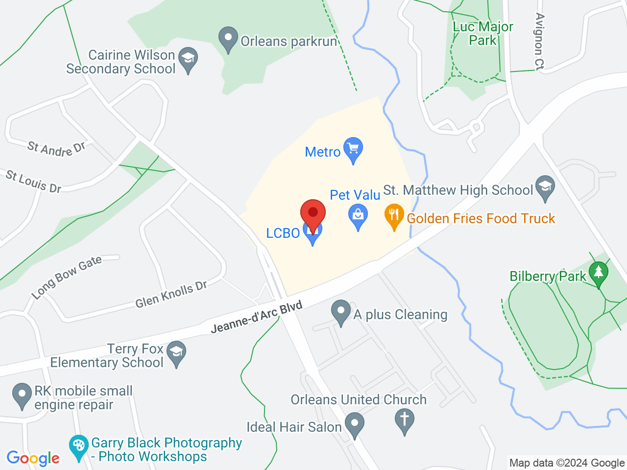 Street map for Inspired Cannabis Co., 6489 Jeanne D'Arc Blvd N, Orleans ON